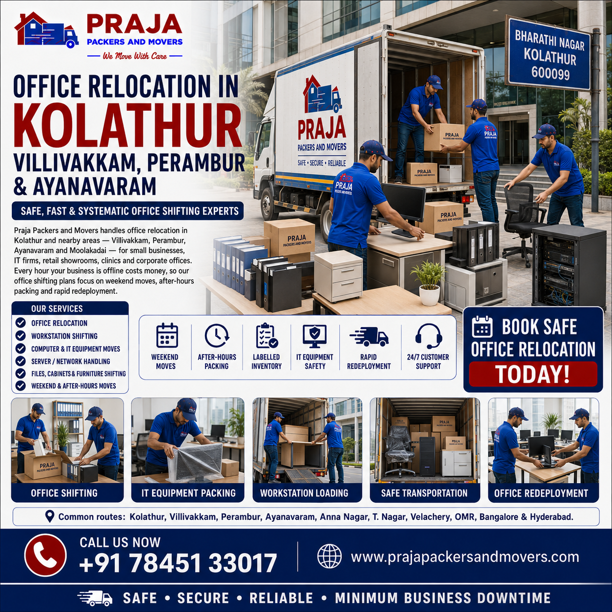 Office Relocation services in Kolathur Chennai by Praja Packers