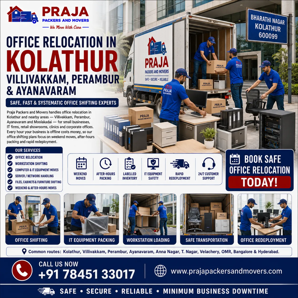 Office Relocation services in Kolathur Chennai by Praja Packers