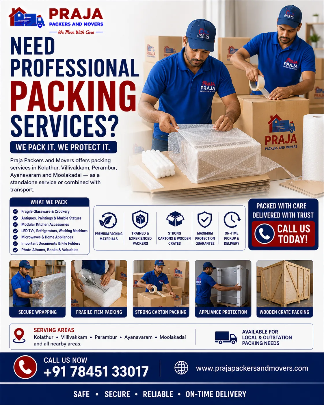 Professional Packing Services in Kolathur Villivakkam Perambur Ayanavaram Chennai