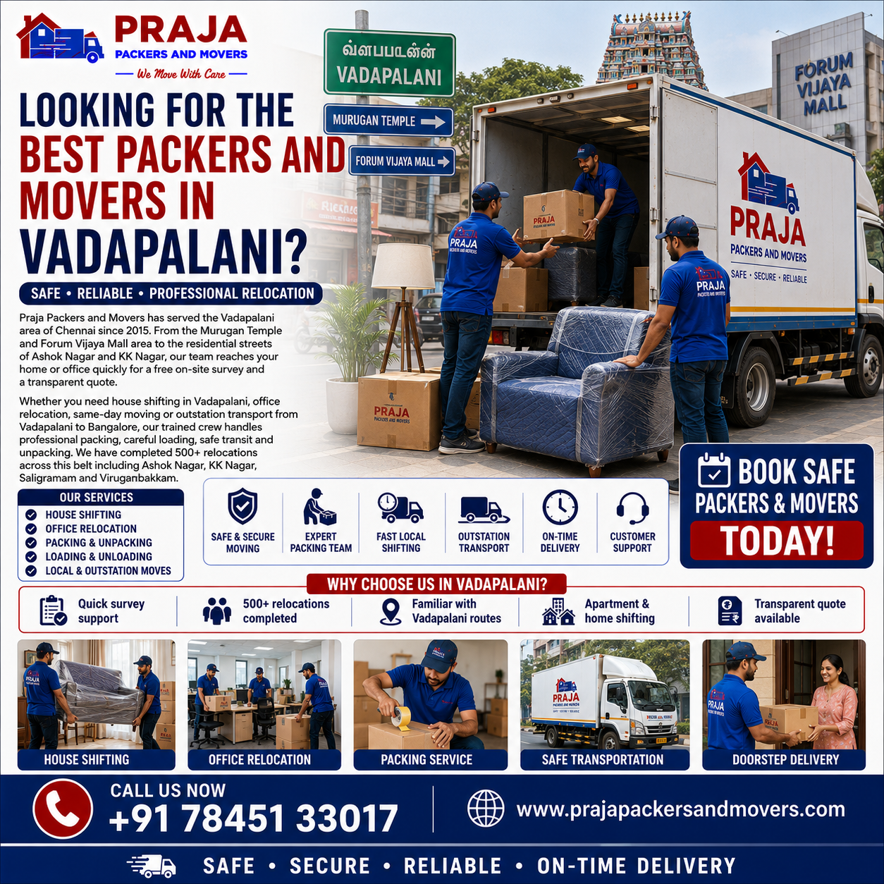 Praja Packers and Movers serving Vadapalani Chennai